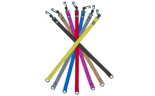 All colors of the 16-inch Key Strap with a snaphook at one end and an o-ring at the other.